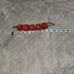 Red Floral With clear crystals In The Middle of flowers necklace